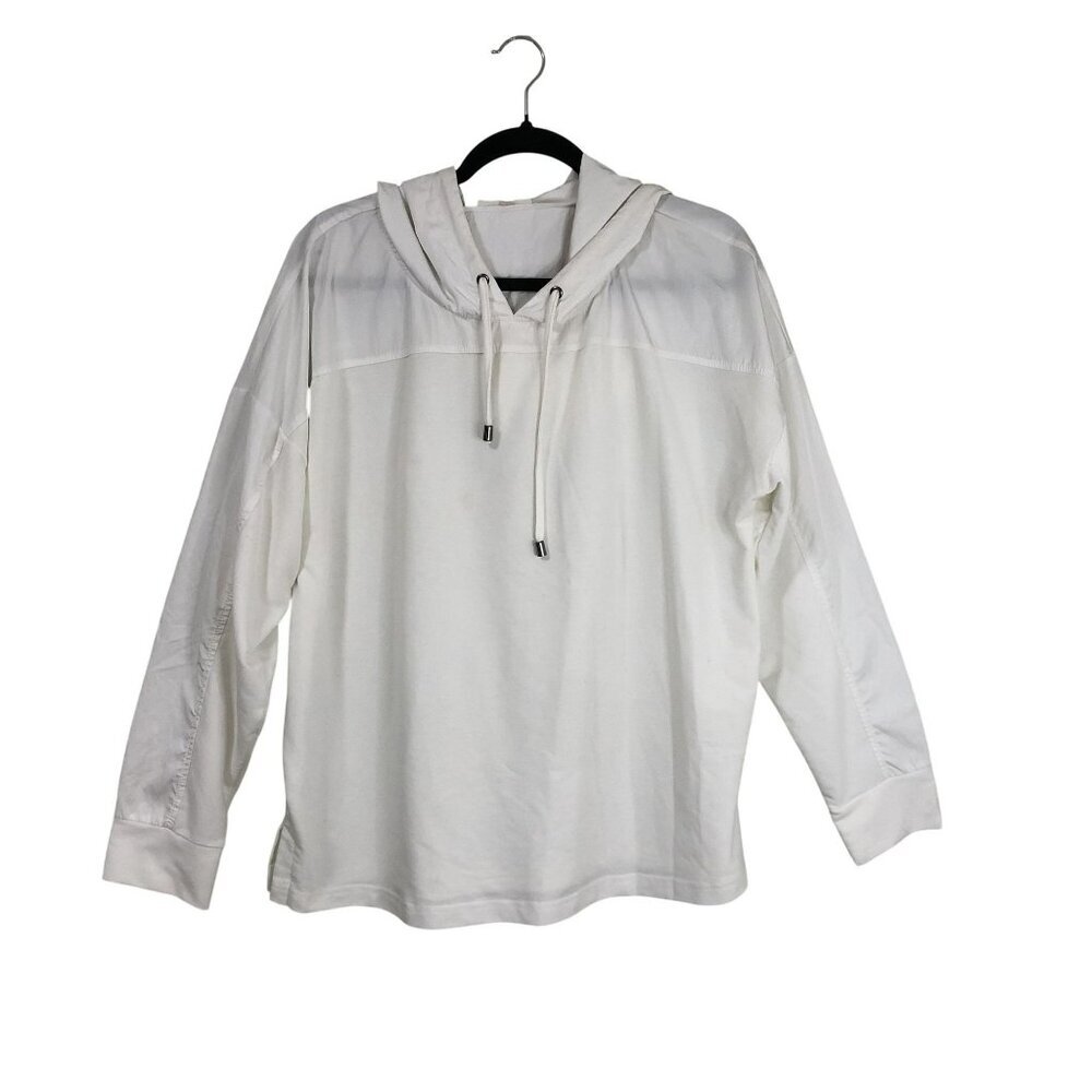 Cable & Gauge Studio White Long-Sleeve Hoodie Pullover Drawstring Neck Womens XL